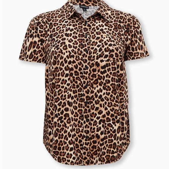 Torrid Leopard Print Button Down Shirt - Picture 3 of 16